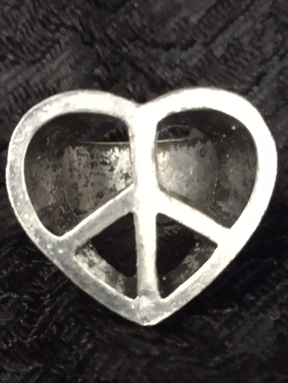 Rare Vintage Antique Style Heart Peace Sign Ring - Picture 6 of 14